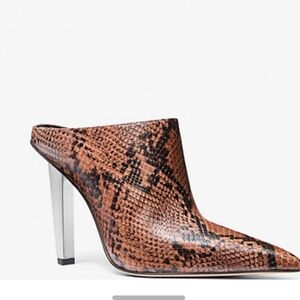 MICHAEL Michael Kors Halle heeled mule in embossed snake-patterned leather